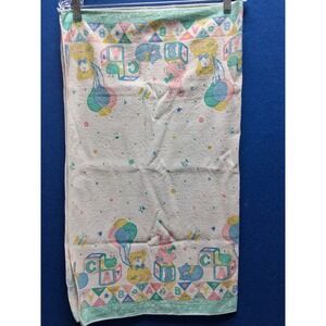 Unbranded Baby Bath Towel White Pastel Animals Blocks Balloons Vintage Nursery